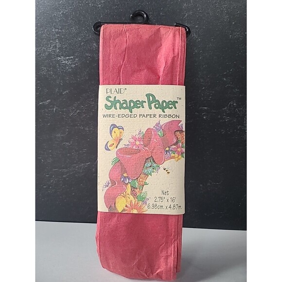 Plaid Shaper Paper Red Wire-Edged Paper Ribbon, Vintage READ - Picture 3 of 10